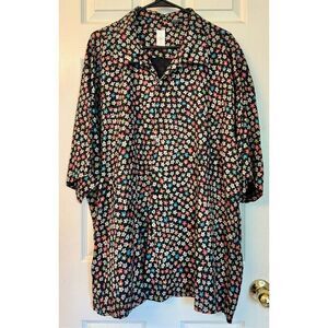 Vintage Burma Bibas 100% Silk Floral Men's Button Up Casual Shirt XXL